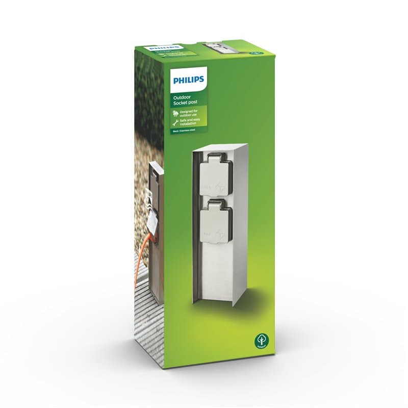 Philips MyGarden, Bloc D'alimentation, IP44 Résistant aux Intempéries, Acier Inoxydable, 23 x 7 x 7 cm