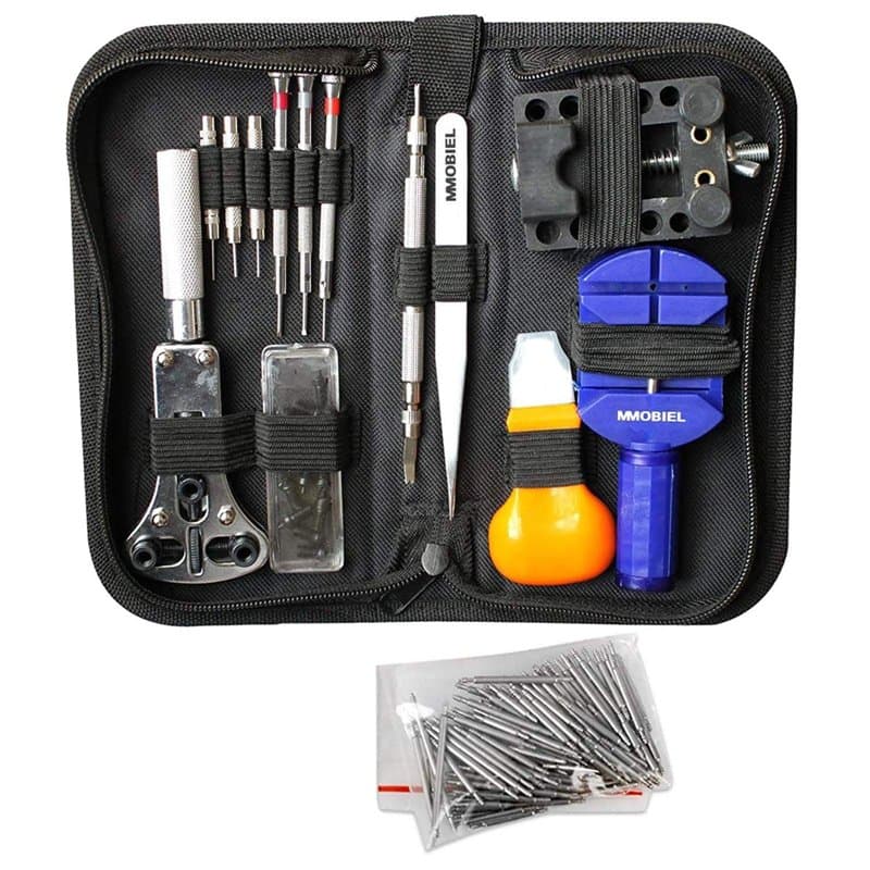 MMOBIEL Set Professionnel Complet (144 Outils) pour Horlogers, réparation de Montres (Changement de Piles, Ajustement de Bracele