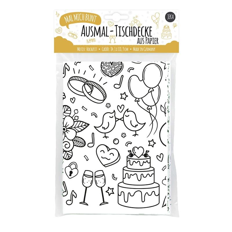 JEKA Nappe en Papier à colorier, Motif : Mariage, Nappe à colorier Mariage, Images à colorier Mariage, Coloriage Mariage, Décora