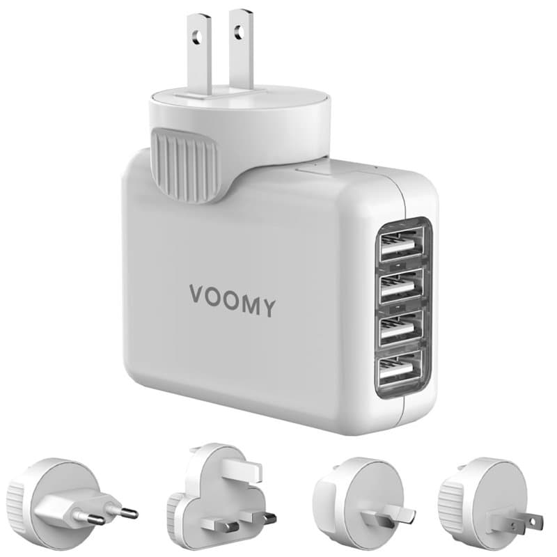 VOOMY Adaptateur Universel de Voyage, Adaptateur Prise Universelle pour 170+ Pays, Adaptateur de Voyage Interchangeable avec 4 U
