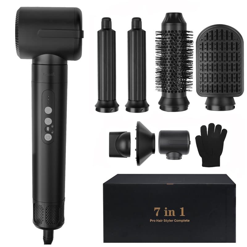 Saaf Brosse à cheveux 7 en 1 - 8 pièces Airstyler Set - Sèche-cheveux, brosse à friser, brosse à lisser - Multistyler Hairwrap -