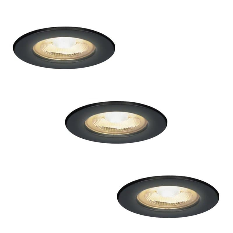 HOFTRONIC - 3x Nola LED Spot encastrable 68 mm Noir - IP65 étanche pour salle de bain, salon et extérieur - 5W 480lm - 2700K ext