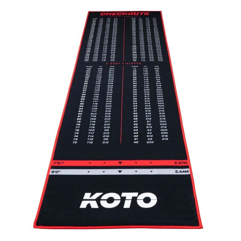 KOTO Carpet Checkout Rouge - 285 x 80 cm - Prougeecteur de Sol - Table de fléchettes - Jeux de fléchettes - Tapis de fléchettes