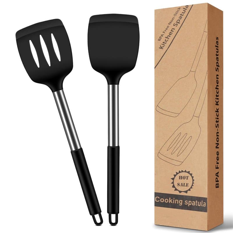 Lot de 2 Spatules Cuisine, Spatule Cuisine Patisserie Antiadhésives Résistants Chaleur, Ustensiles Ne Raye Pas Les Casseroles, S