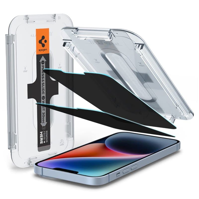Spigen Glas.tR EZ Fit Verre Trempé pour iPhone 14 Plus, iPhone 13 Pro Max, 2 Pièces, Anti-Espion, Dureté 9H, Résistant aux Rayur