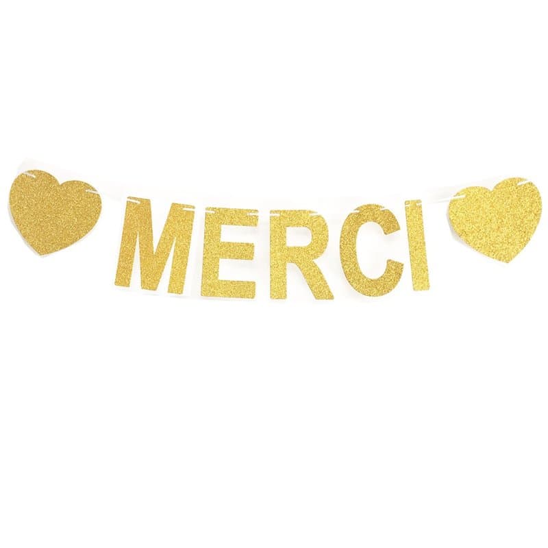 Andgo Merci Banderole Bannière pour Mariage, Fête, Anniversaire Party Décorations