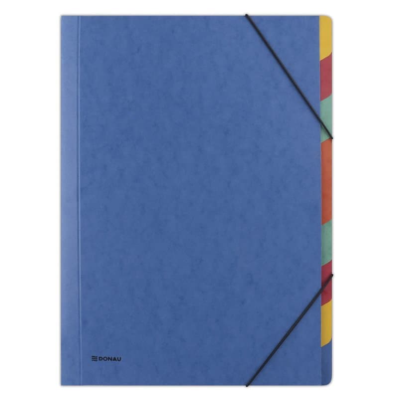 DONAU 8649119-10 Classeur de classement Premium avec élastique / 9 feuilles séparées/compartiments / A4 Couleur : bleu/en carton