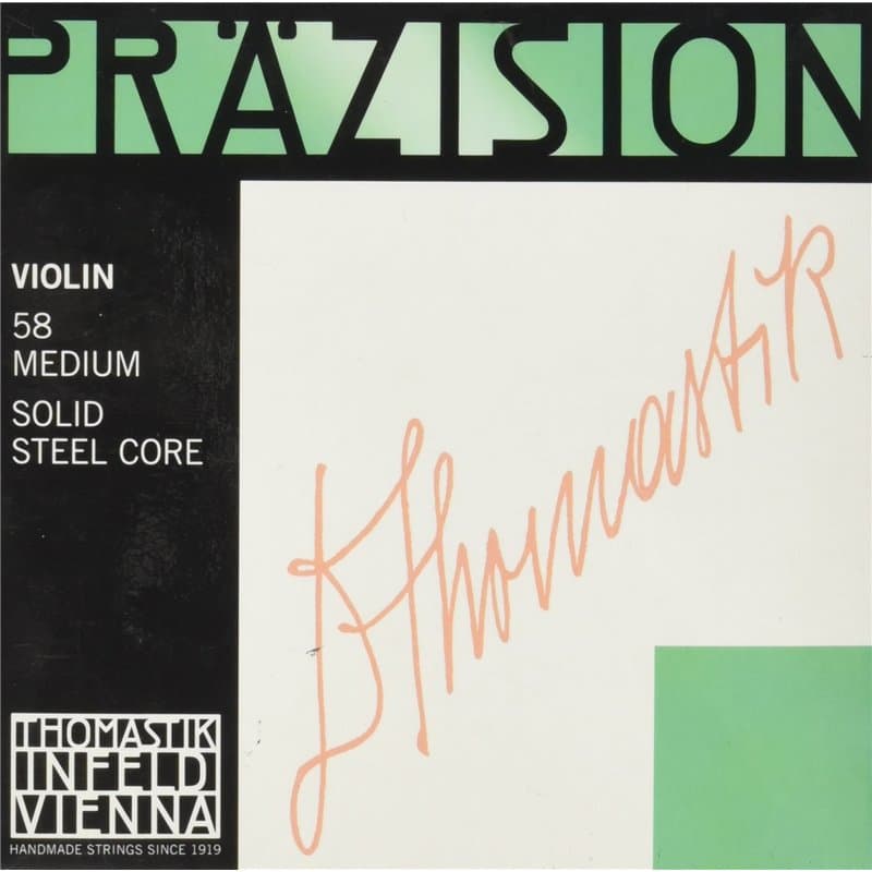 Thomastik Cordes Violon Präzision Acier noyau plein, Jeu 4/4 moyen avec Mi Acier chromé