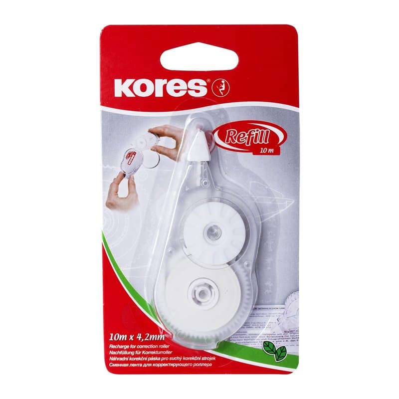 Kores - Recharge pour Rouleau de Ruban Correcteur Kores Refill pour Étudiants et Adultes, Ruban Correcteur Sec sans Pelage, Four