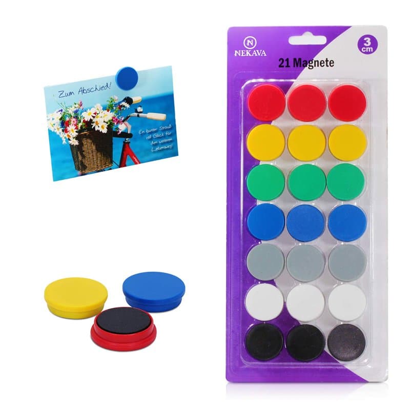 Nekava 21 aimants pour Tableau Blanc en 7 Couleurs. Les Petits aimants Ronds sont Parfaits pour l’école, Les séminaires, Le Trav