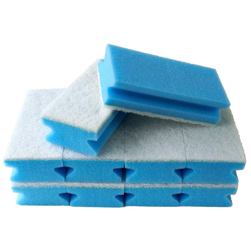 Sonty Lot de 10 éponges de nettoyage anti-rayures, lavables, grande taille 15 x 7 x 4 cm, blanc (bleu)