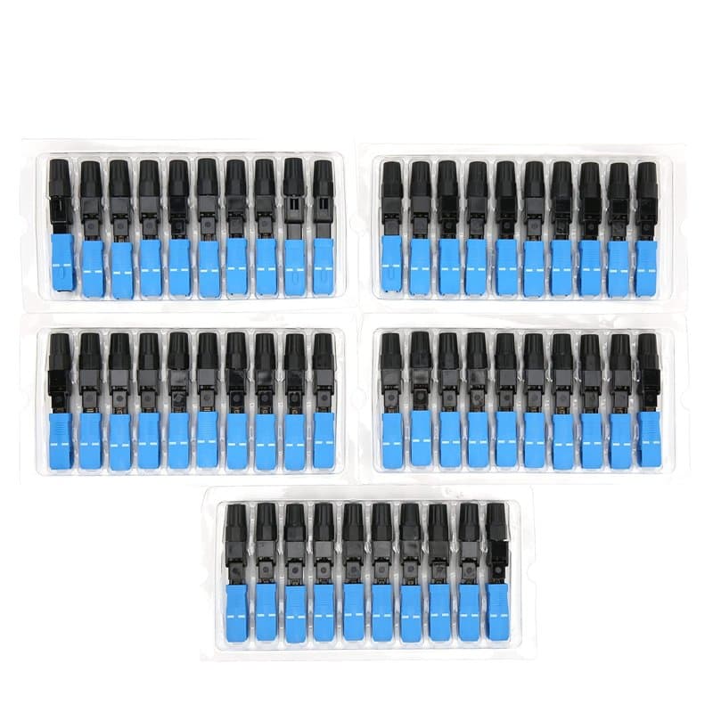 50 Pièces Connecteur de Fibre Optique Bleu Adaptateur de Fibre Optique Intégré SC/UPC-C Composants électroniques pour la Communi