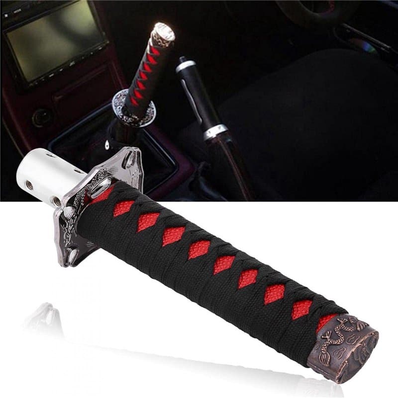01 Pommeau de Levier de Vitesse Japonais Katana Samurai Sword Shifter, 4 Adaptateurs Universels pour la Plupart des Transmission