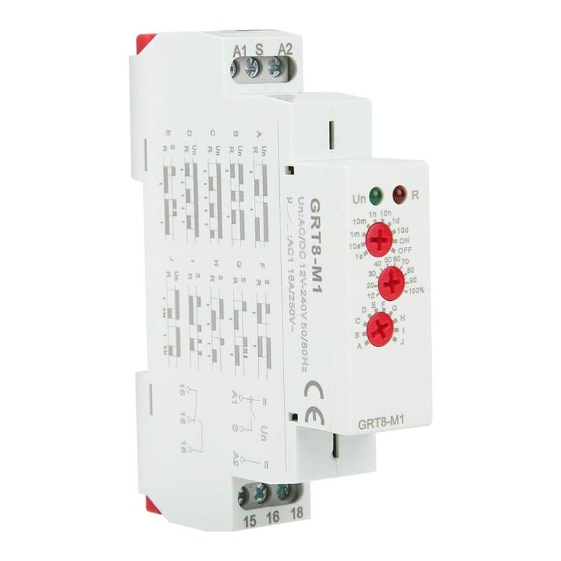 Relais Temporisé Multifonctionnel, GRT8 M1 Relais Temporisé AC DC 12V à 240V Relais Temporisé Multifonctionnel avec 10 Fonctions