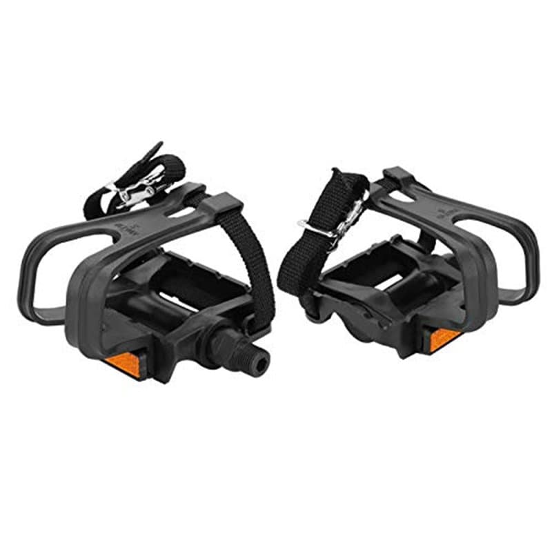 1 Paire de pédales de vélo en Nylon Creuses pédales de Cyclisme avec cale-Pieds et Sangles pour VTT vélo de Route
