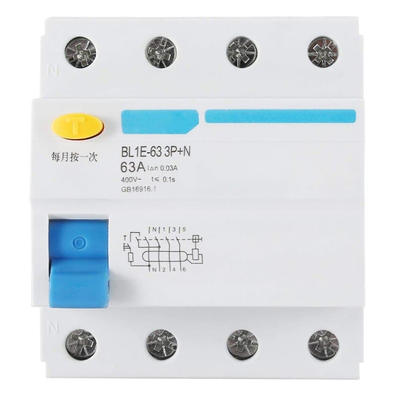 Bl1e-63 Rccb Disjoncteur Différentiel De Courant, 3p+n 63a Protecteur De Fuite électrique De 230v 30ma, Interrupteur Differentie