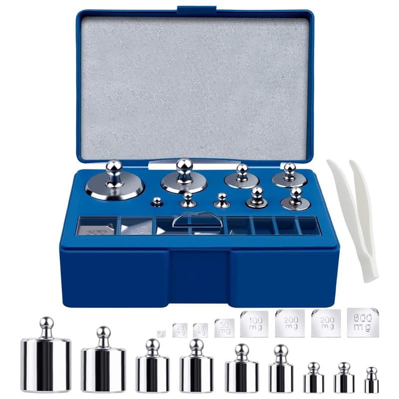 Ensemble de Poids D’Étalonnage, 17Pcs 10Mg-100G Poids D’Étalonnage Précis de Précision en Acier Inoxydable, Avec Pince À Épiler