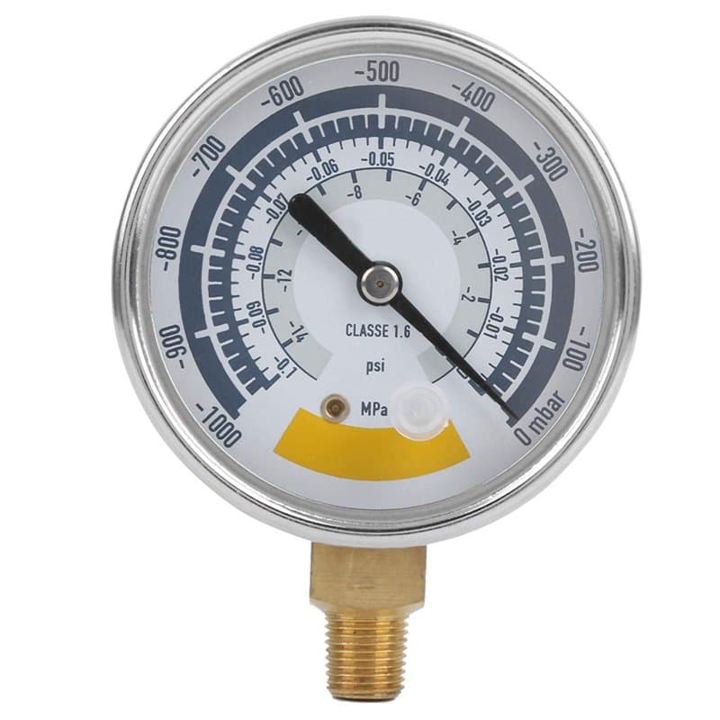 G1/4in Jauge de Pression de Vide 0~-14psi (0~-0.1MPa/0~-1000mbar), Manomètre Précis, Instrument de Jauge D'air, Manomètre à Vide