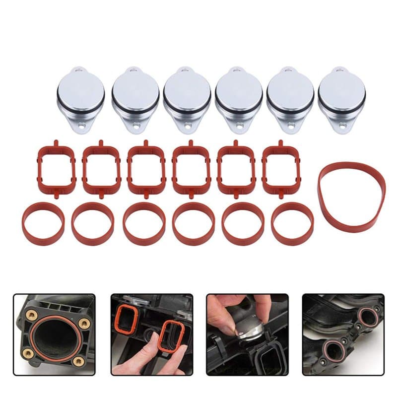 Akozon Kit de joints d'admission de 6 x 33mm bouchon clapet Rabats Reparatio avec collecteur Admission Joints pour E46 E60 E65 E