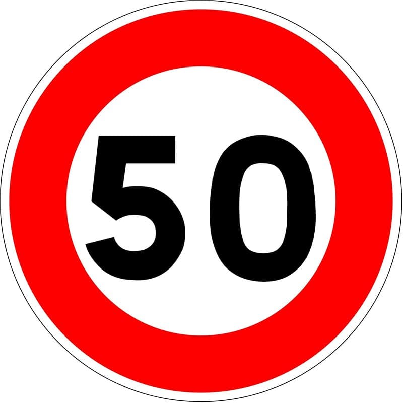 Autocollant vinyl - Panneau de limitation de vitesse à 50 km/h - Diamètre de 200 mm
