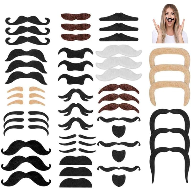 Nuluxi Auto-adhésives Faux Moustache Set Fausses Moustaches Set Nouveauté Fausses Moustaches Convient pour Soirées Costumées Fêt