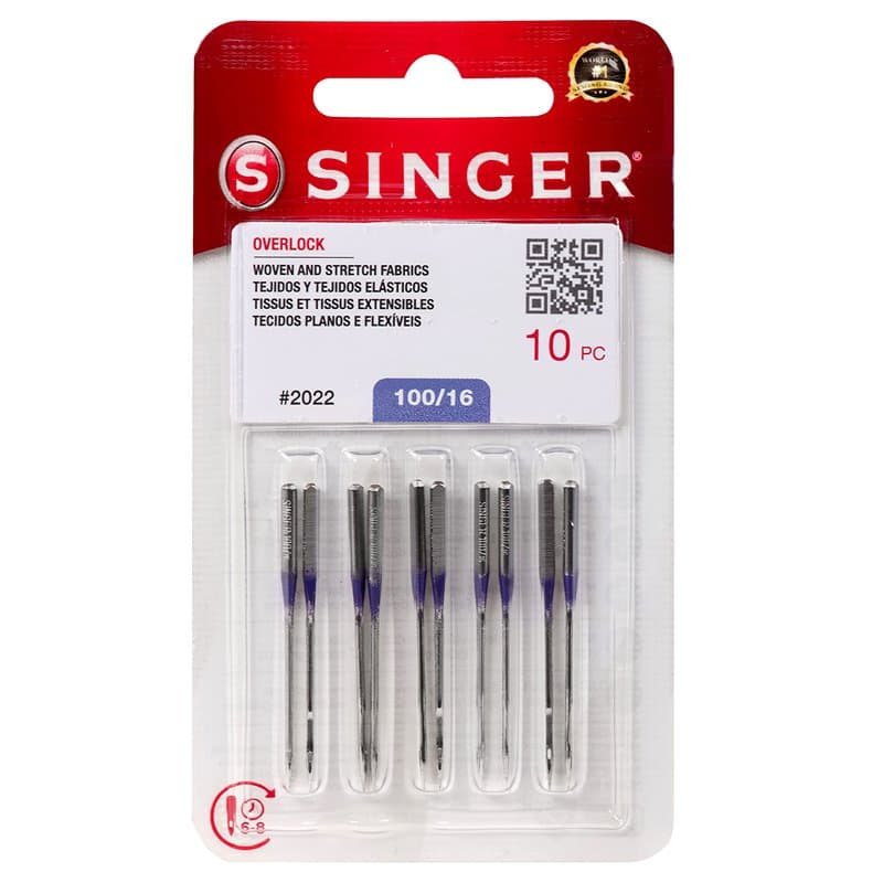 SINGER Lot de 10 aiguilles surjeteuses pour tissus tissés et extensibles, taille 100/16