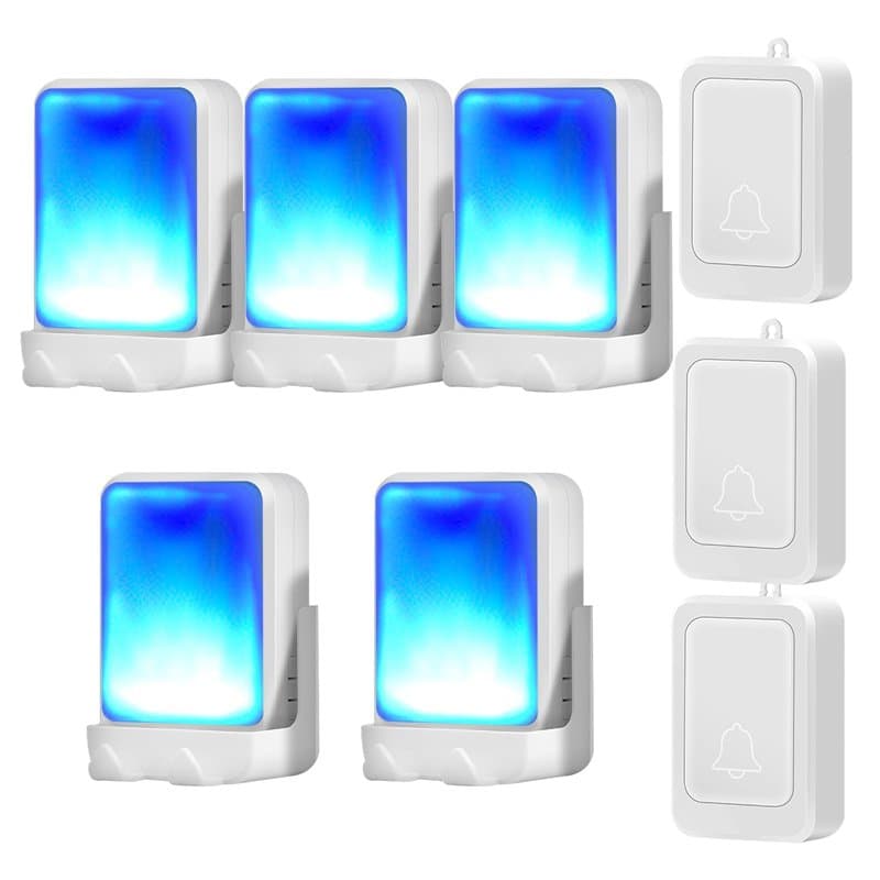 Sonnette de porte avec 7 couleurs de lumière vive et 4 volumes - Sonnette sans fil de 182,9 m - Pour la maison/le bureau - Convi