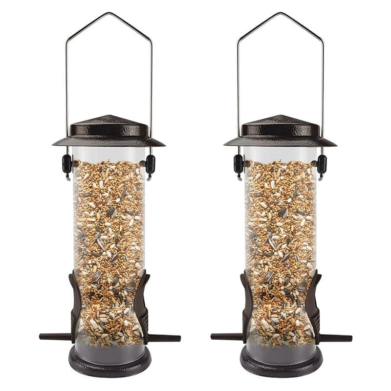 MIXXIDEA Lot de 2 mangeoires à oiseaux sauvages à suspendre en acier inoxydable, résistantes à l'eau, mangeoires à oiseaux pour