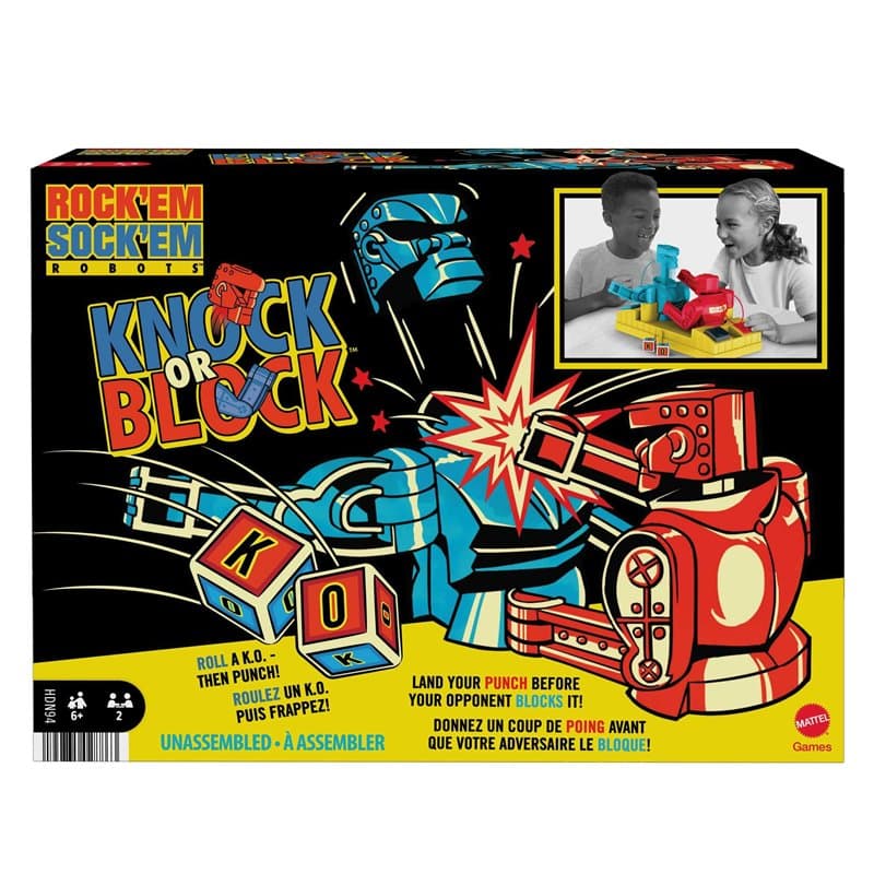 Mattel Games Jeu De Société Et d'action Rock 'Em Sock 'Em Robots, Jeu De Combat De Boxe Entre Robots, 2 Joueurs, Jouet Enfant, D