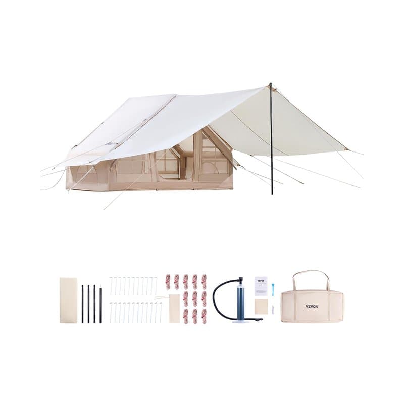 VEVOR Tente de Camping Gonflable, 3x2x2 m, Tente de Glamping pour 3 à 5 Personnes Oxford 300D Facile à Installer, avec Pompe à M