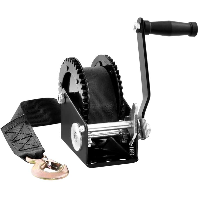 VEVOR Treuil Manuel Capacité de Traction 907,1 kg Treuil de Remorque Bateau Manivelle Robuste avec Sangle en Polyester 7 m Cliqu