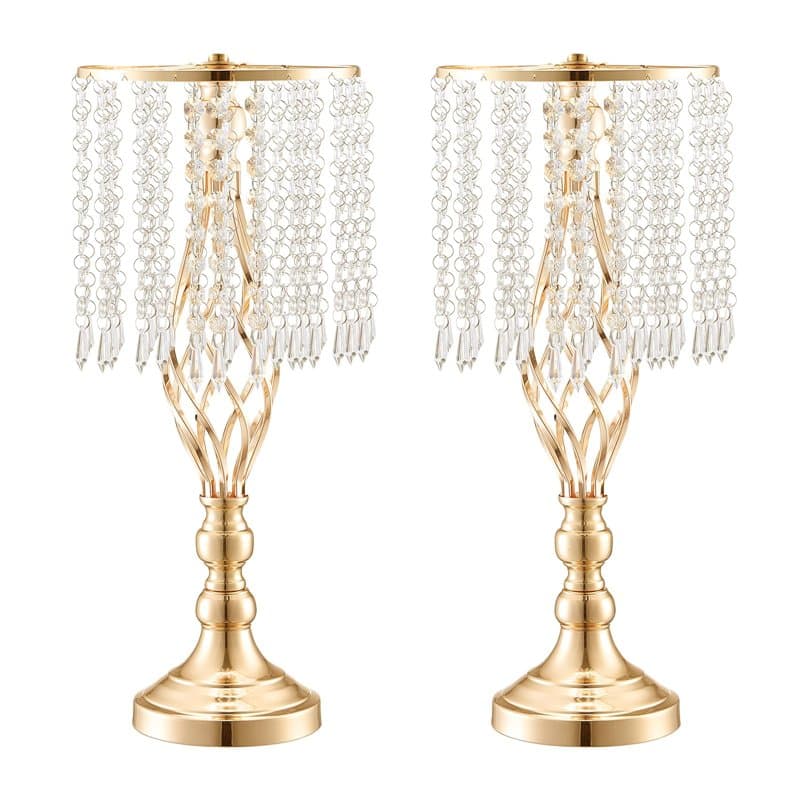 VEVOR Vase de mariage, lot de 12, supports de fleurs de mariage en cristal de 49 cm de haut, vase or en métal pour centre de tab