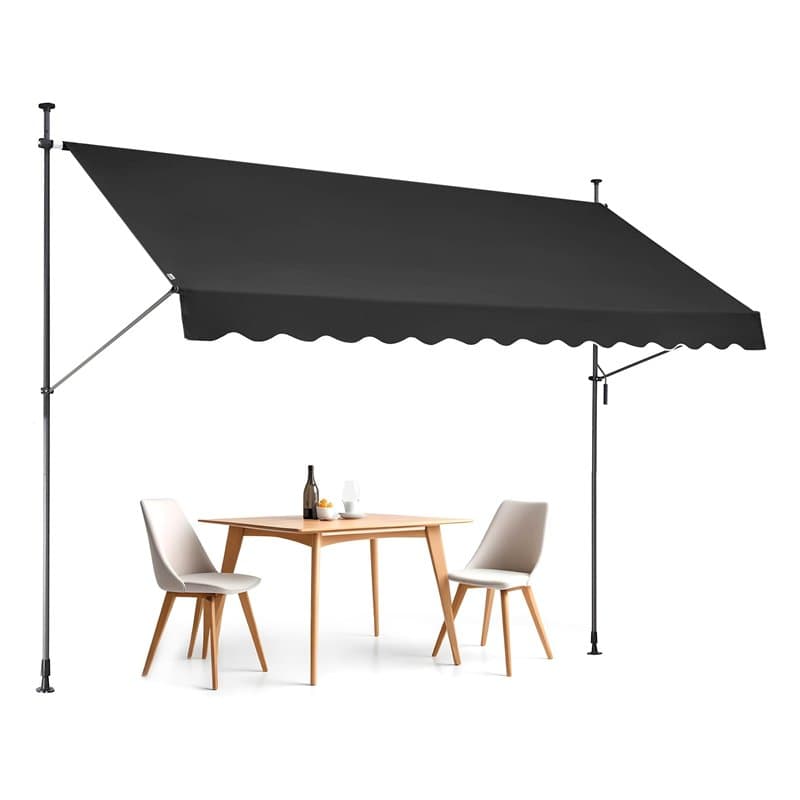 VEVOR Auvent de terrasse rétractable 350 x 120 cm, Store banne Manuel avec manivelle, Hauteur réglable 218-310 cm, abri Pare-Sol