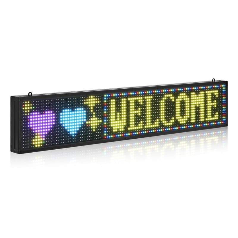VEVOR Enseigne Lumineuse LED Programmable 99x19 cm, Panneau d’Affichage Numérique Couleur Pleine P10, GIF à Motifs de Texte Pers
