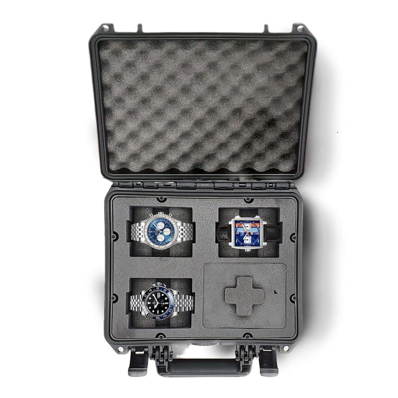 mc-cases ® Valise de Montres pour 4 Montres - Mallette a Montre de Transport - étanche/verrouillable/Grande Protection - Made in