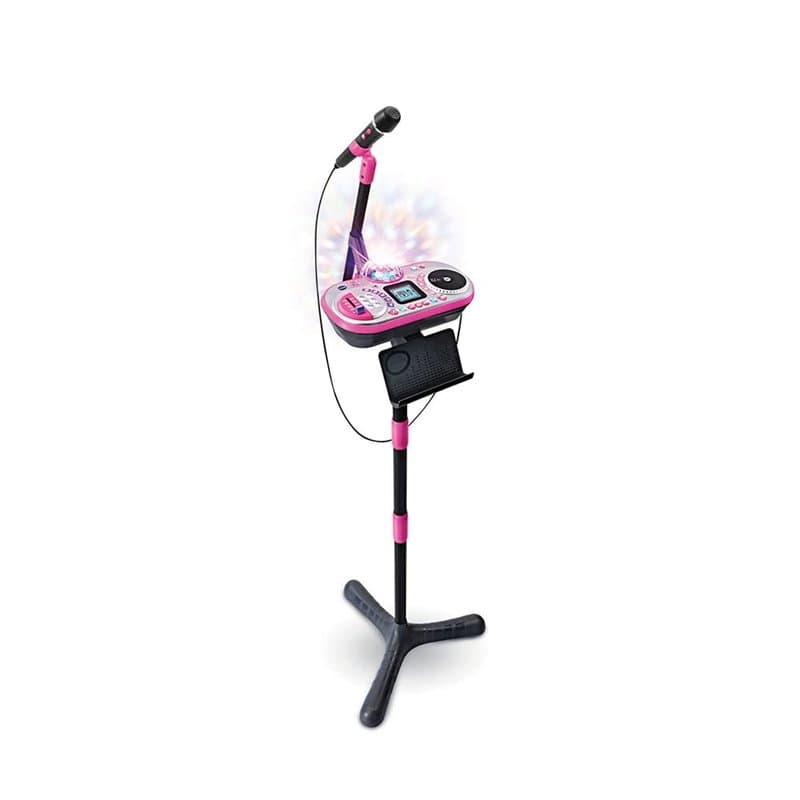 VTech - Kidi Superstar DJ Studio Rose, Micro Karaoké Enfant 9 en 1 avec Table de Mixage, Boule Disco Lumineuse Rotative, Apprent