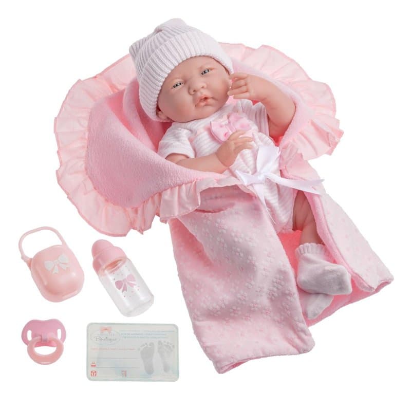JC Toys 18780 La Newborn Soft Body Boutique Baby Doll, 39,8 cm, Rose