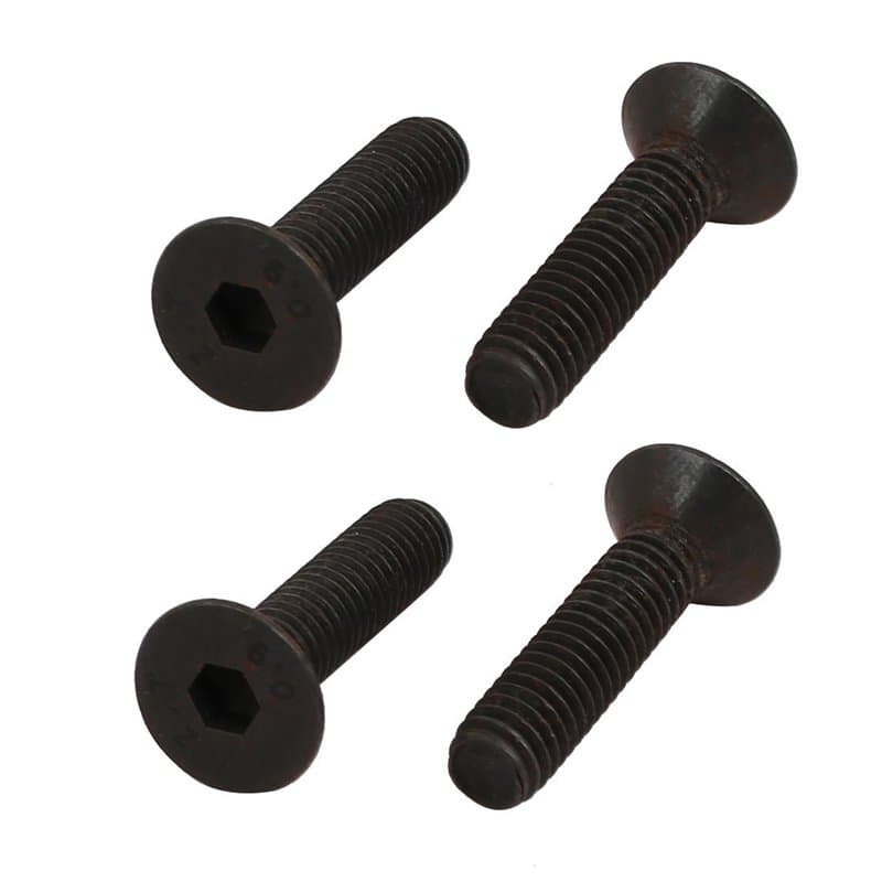 sourcing map 4pcs M6x25mm Vis à Filetage Gauche Tête Fraisée Six Pans Creux Boulon Fixation DIN7991