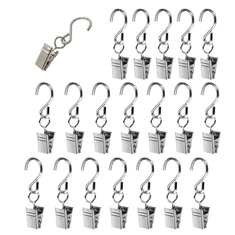 XINGSUI 20pcs Crochet de Suspension en métal, Crochet de Rideau avec Clip, Crochet de Suspension, Clip de lumière de fête, Croch