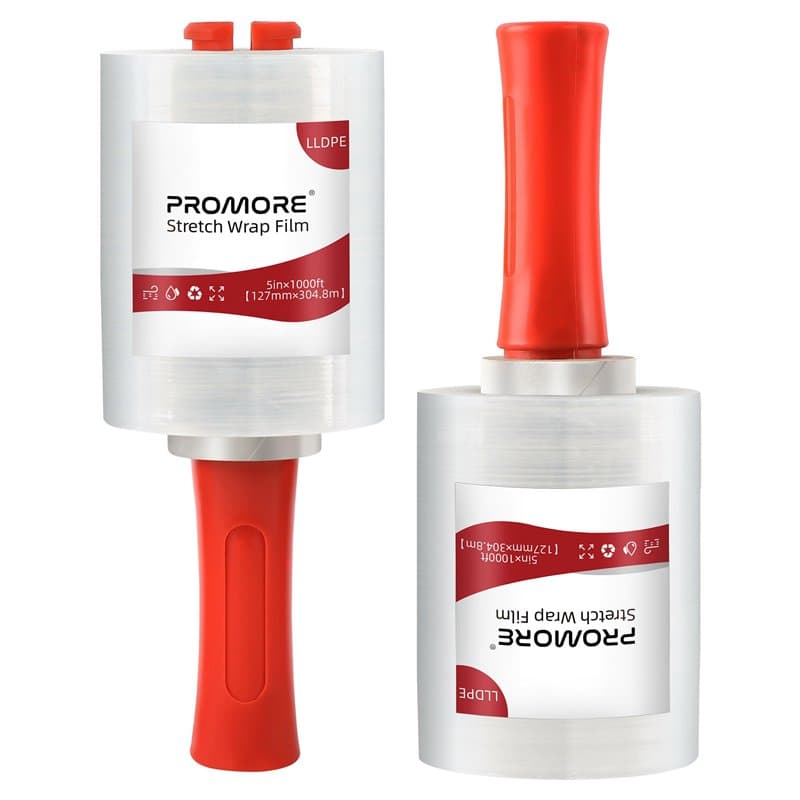 PROMORE – Lot de 2 Rouleaux Film de étirable déménagement avec poignée roulante 127mm x 305m x 20um – carton cellophane papier e