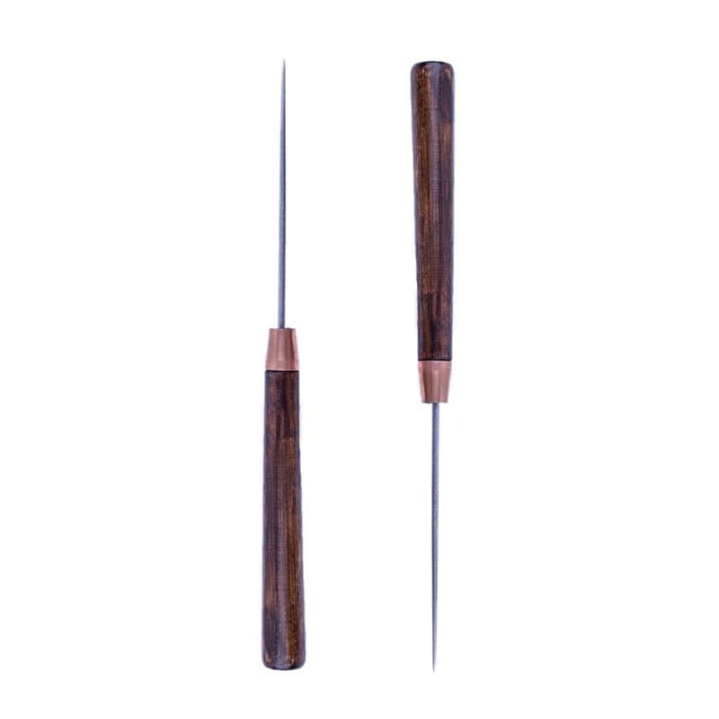 ZLKSKER (lot de 2) poinçon en cuir avec poignée en bois, poinçon de couture, outils de réparation artisanal