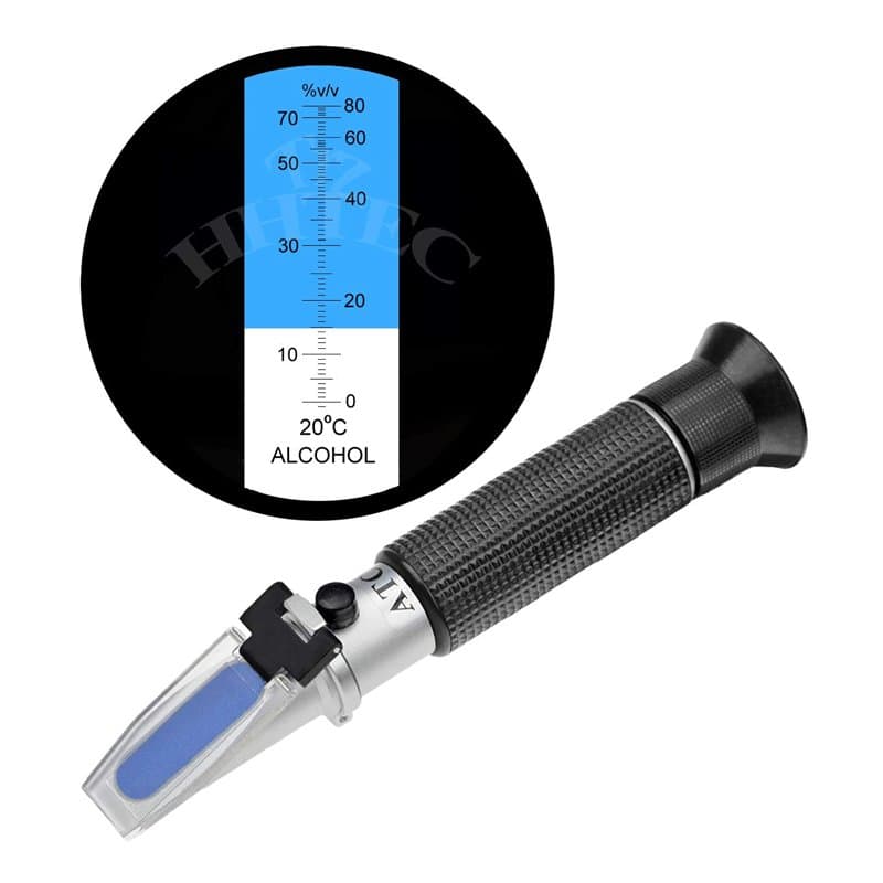 HHTEC distillat réfractomètre Alcool 0-80% v/v réfractomètre à Main Compteur d'alcool pour spiritueux Boissons distillées et éth