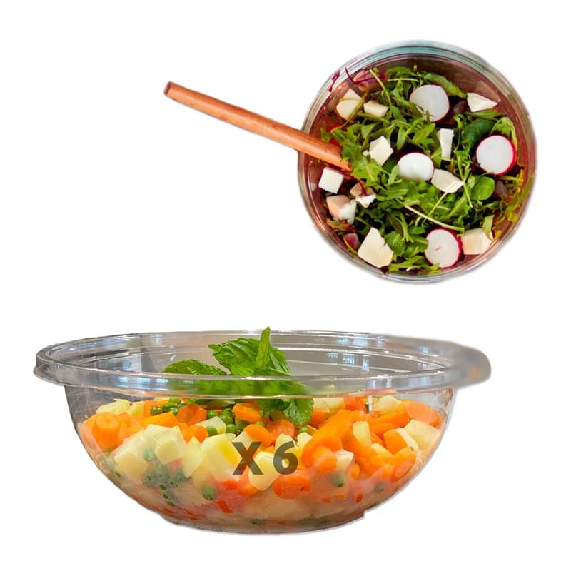 Table'Colors Lot de 6 Saladiers Réutilisables 2,25 L - Fabriquée en France - Plastique transparent - Idéal pour Salades, Taboulé