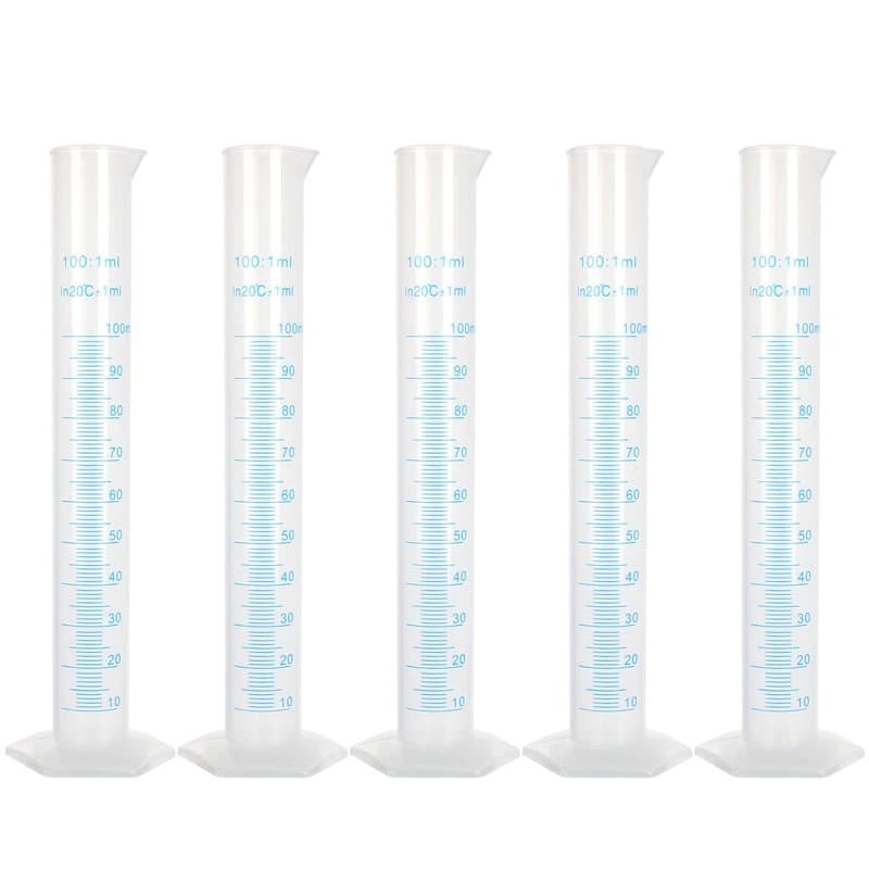 LOLYSIC Lot de 10 cylindres gradués en plastique transparent de 100 ml,Pistons à verre à essai de laboratoire durable,Lignes de