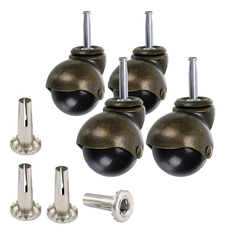 Skelang 50mm Roue à bille en bronze, roulettes pour meubles avec douilles, roulettes à boule arrondie, remplacement pour meubles