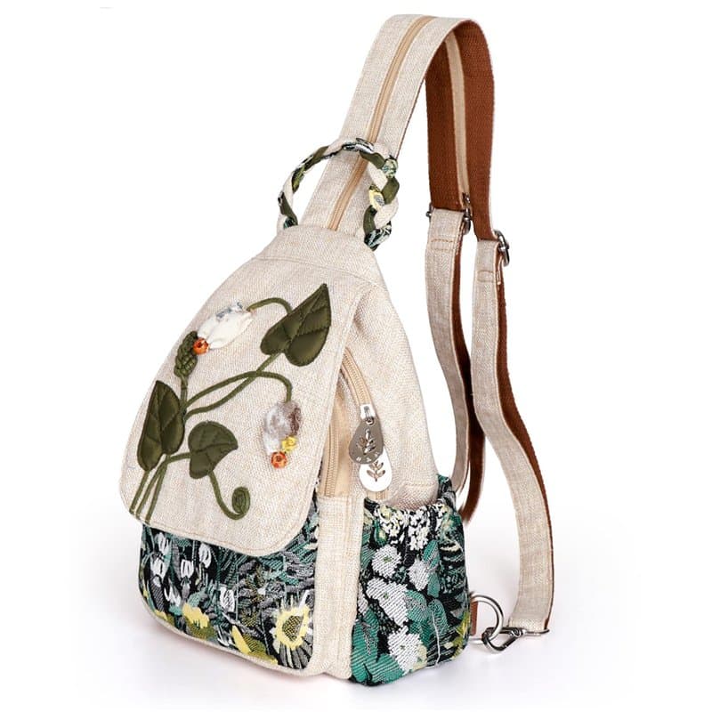 AULUDA Sac à bandoulière convertible pour fille, artisanal, magnifique sac de jour décontracté en toile pour femmes, M, Beige