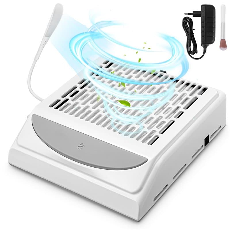 Yulado Aspirateur Ongles Professionnelle 100W, 5000RPM Aspirateur Manucure Blanc, Convient Aux Salons De Manucure Et Aux Particu