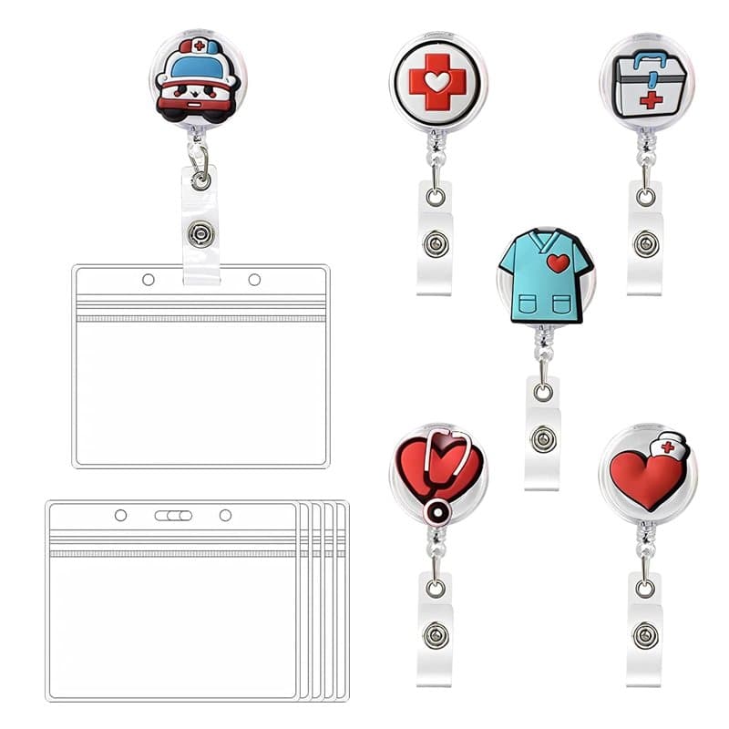 6 Pièces Porte Badge Infirmiere Badge Infirmiere Porte-badges avec Clip Rétractable Badge Infirmiere Personnalisé Attache Badge