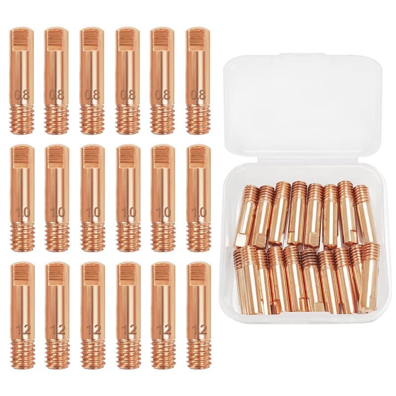 Lot de 18 buses de soudage MIG 0,8 mm/1 mm/1,2 mm Buse d'alimentation pour machine à souder MIG/MAG 15AK - Kit de buses conductr