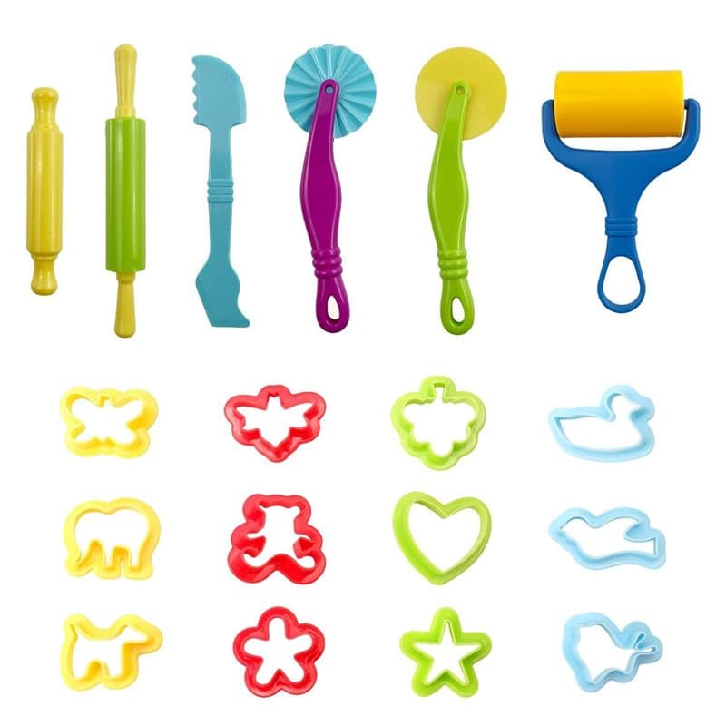SLEEKEE 18 Pièces Outils en Argile, Outils De Pétrissage pour Enfants, Moules en Argile pour Bricolage, Matériel Pédagogique Cré